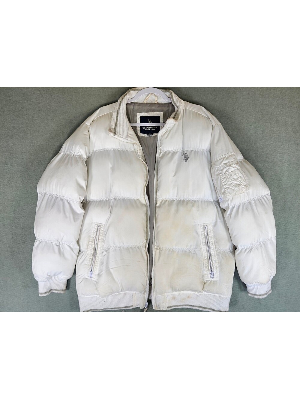 U.S. Polo Assn. Men White Polyester Puffer Jacket XL